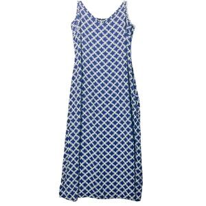 Saint Sofia Midi Dress Sleeveless Geometric‎ Print Casual Blue Size 8
